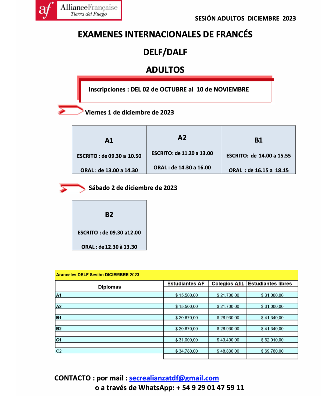 MoodleCES: Enlace a inscripción exámenes DEFL/DALF Alianza Francesa ...